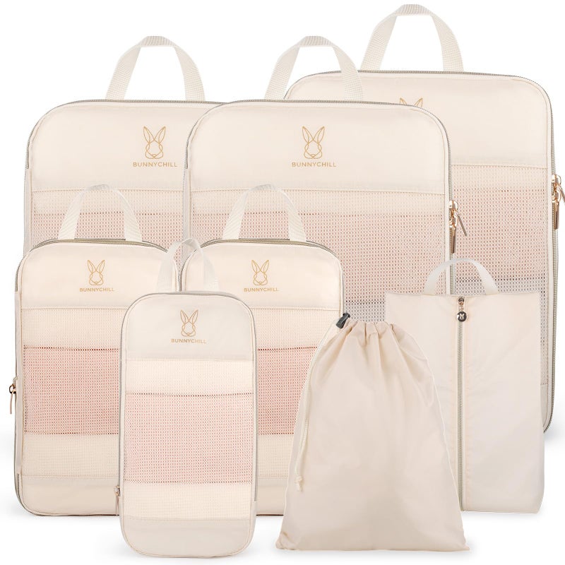Bunnychill Expandable Compression Packing Cubes for Suitcases 6 Set Lightweight Compressible Travel Packing Organizer for Carry on Suitcase Organizer Bags Set as Travel Essentials for Women - Image 1